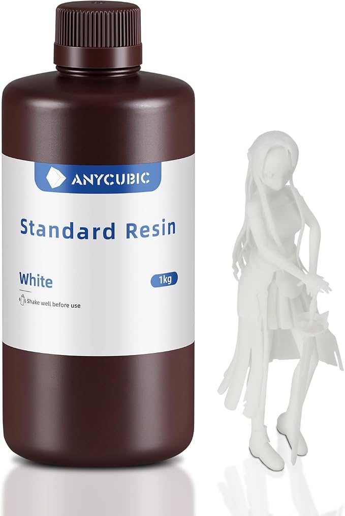 ANYCUBIC 3D Printer Resin, 405nm High Precision Fast Curing UV Photopolymer Resin for LCD 3D Printing, 1kg White