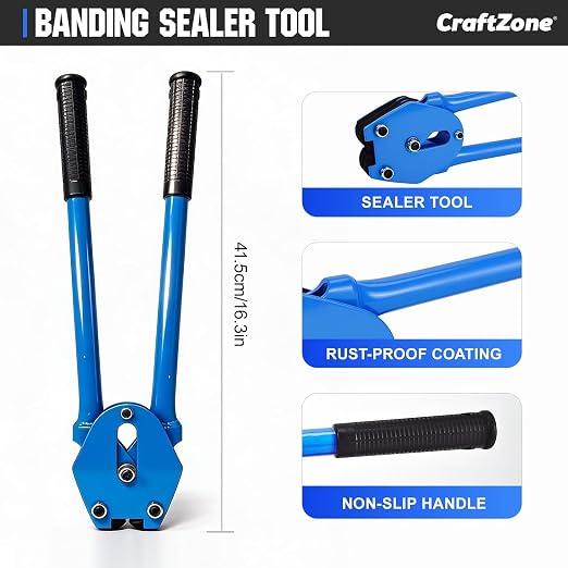 Banding Strapping Kit | Pallet Strapping Kit with Tensioner Tool | Heavy Duty Banding Tool 1500lbs Break for Banding Bulky Items Warehouses|Factories | 5/8" W*2000' L Poly Strapping|100 Seals | 2000FT