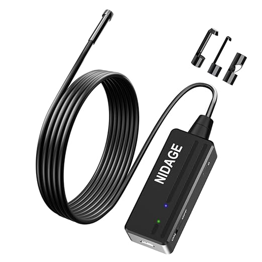 Wireless Endoscope Camera with Light HD Waterproof WiFi Borescope Flexible 5.5MM Automotive Snake Inspection Camera Compatible Android and iOS Smartphones, iPhone, iPad, 4.92FT