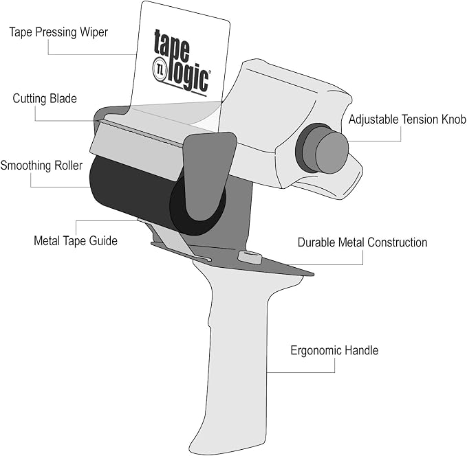Aviditi Tape Logic 4 Inch Heavy-Duty Packing Tape Dispenser Gun, for Packing, Shipping, Moving and Warehouse Use (6 Dispensers)