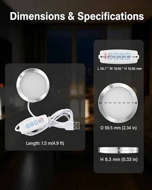 5PCS LED Lamp Kit 001 for Bambu Lab H2D/A1/A1mini/P1S/P1P, Makerworld & Anycubic 3D Printer DIY Lighting, Three Color Modes 3000K/4000K/6000K, 5V USB Powered, Model Printing Accessory
