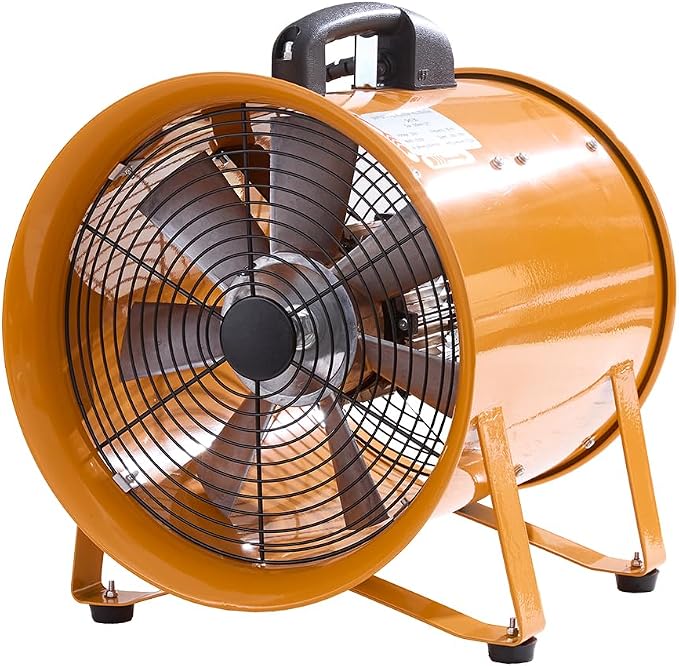 12-Inch Industrial Portable Air Blower Ventilator, 3300 CFM Heavy-Duty Tube Exhaust Fan, 550W High-Velocity Low-Noise Air Mover for Extraction, Ventilation (12 Inch Blower Fan)