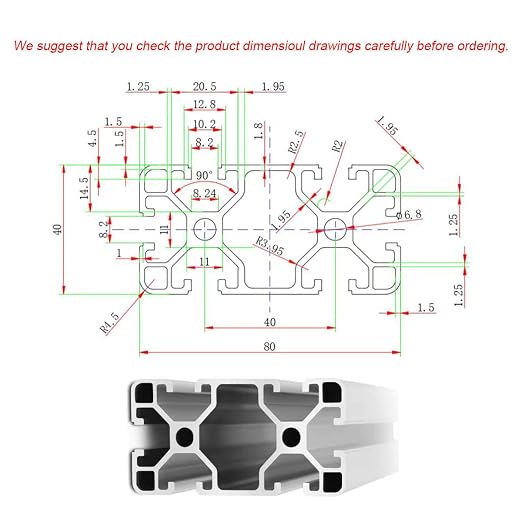 4080 T Slot Aluminum Extrusion for 3D Printer Parts and CNC DIY Silver 500mmX2