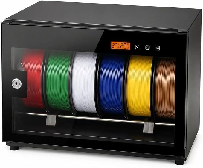 3D Printer Filament Storage Box, 6-Spool Airtight Dry Cabinet with Auto Humidity Control (23%–60% RH), Tempered Glass Door, No Desiccant Needed, for PLA PETG ABS TPU