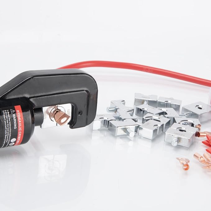 Hydraulic Crimping Tool, Hydraulic Wire Crimping Tool | 12 AWG to 2/0 Gauge | Heavy-Duty Terminal Crimper with 9 Dies for Electrical, Battery & Welding Cables