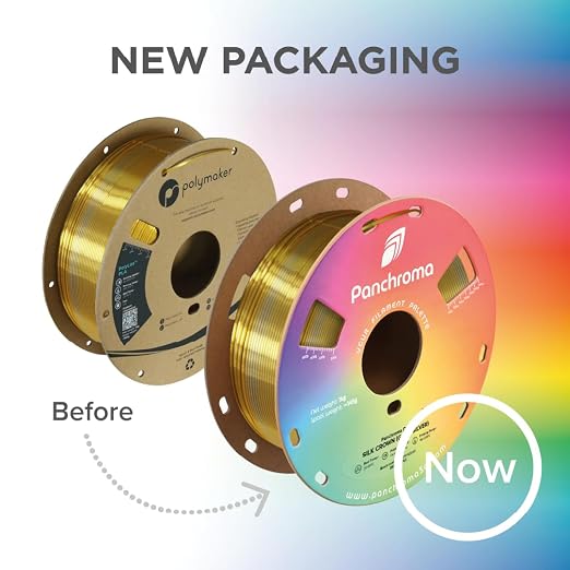 Polymaker Panchroma Dual Silk PLA Filament 1.75mm, 1kg, Crown | Neatly Wound, High-Gloss Finish PLA(Gold-Silver), Easy Print & Smooth Feeding, Compatible with Bambu Lab & Most 3D Printers