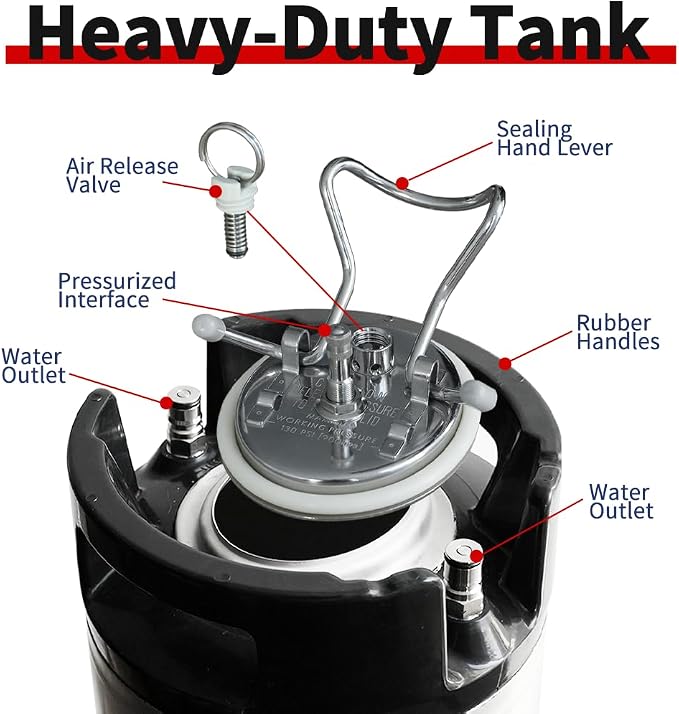 5 Gallon Stainless Steel Sprayer - Industrial-Grade Solution, Tint, PPF Installation Pressurized Tank Cylinder (5 Gallon Dual Output)