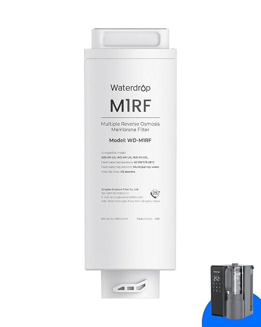 Waterdrop M1RF Filter, Replacement for M1 RO System, 12-Month Lifetime | Countertop Reverse Osmosis Filter, Enhanced Filtration, Long Filter Lifespan, Easy and Quick Filter Replacement