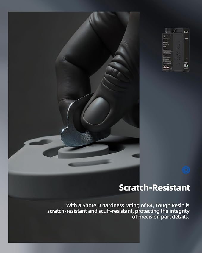 Inslogic Tough 3D Printer Resin, High Strength and Scratch-Resistant Matte Finish, Durable and Flexible, 405nm UV-Curing Resin for LCD, DLP, SLA 3D Printing, 1kg Gray