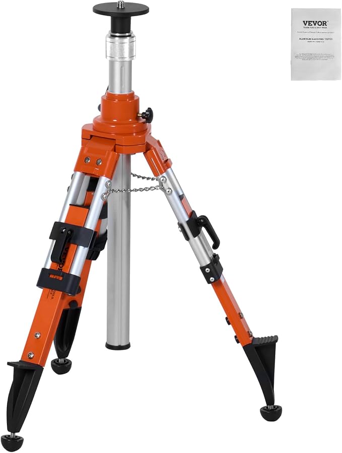 VEVOR Laser Level Tripod Stand, 5/8"-11 Thread Mount, 27.16-67.71 inch Height Adjustment Heavy Duty Survey Tripod, with Level Bubble & Diffusion Limiter, Liftable Non-Skid Feet for Construction