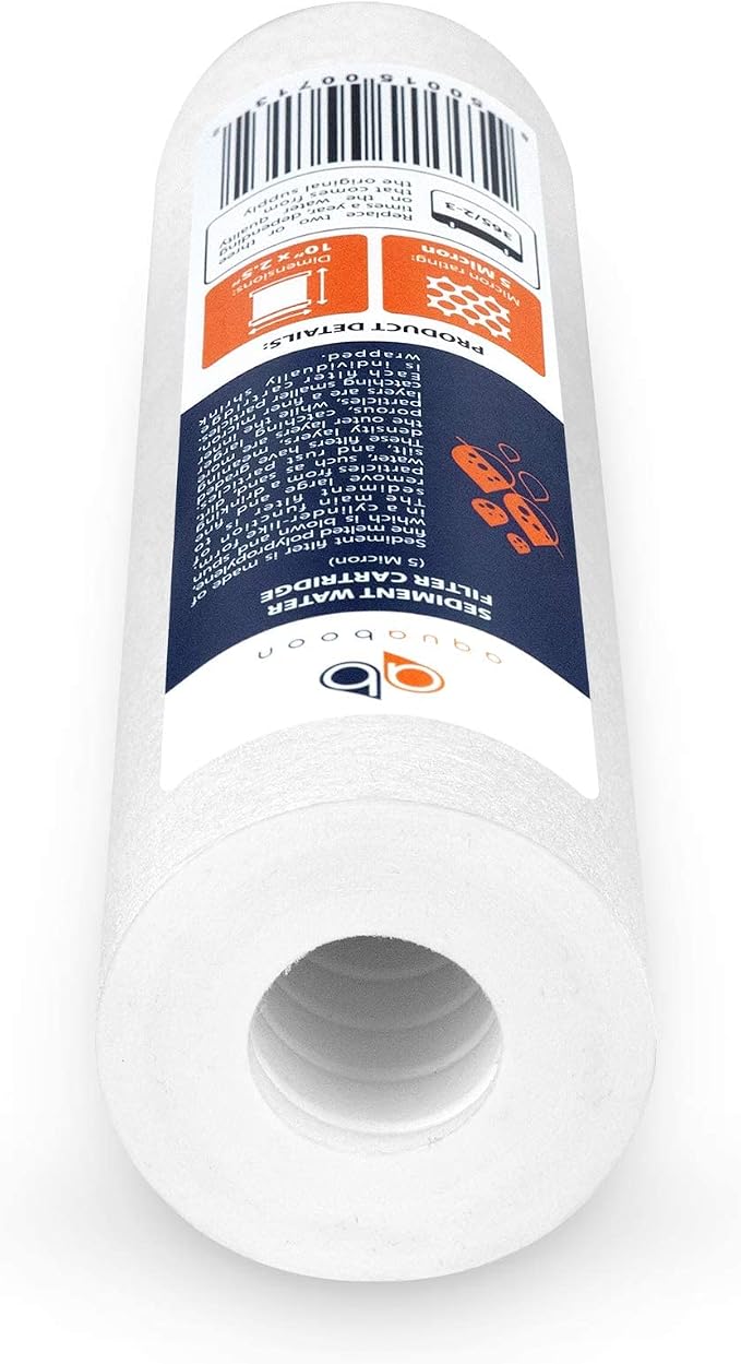 Aquaboon 5 Micron 10 x 2.5 Sediment Filter - Whole House Water Filter Replacement Compatible with Well Water Filters - P5, AP110, WHKF-GD05, 6 Pack