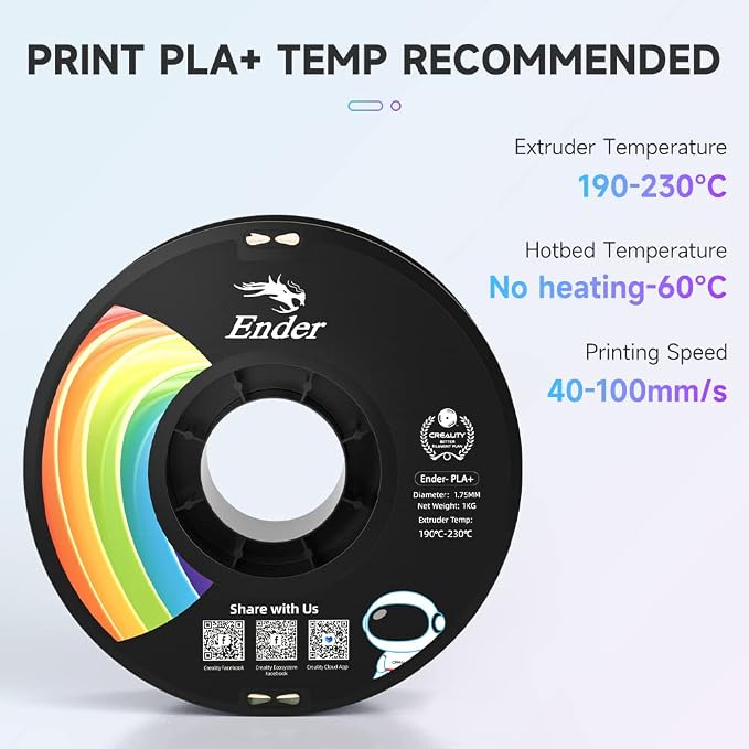 Creality 3D Printer Filament, PLA Plus Filament 1.75mm Beige, PLA Pro Toughness Upgraded Dimensional Accuracy +/- 0.03mm, 1KG Spool(2.2lbs) Ender PLA+ Filament for Most 3D Printer