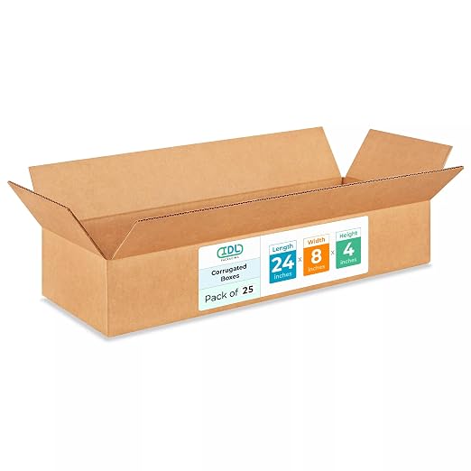 Large Shipping & Moving Boxes 24"L x 8"W x 4"H (25-Pack) - Extra Strength 200 lb vs Regular - USA-Made Corrugated Heavy Duty Moving Boxes - Large Moving Box for Delivering by IDL Packaging