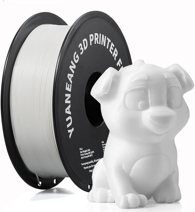 PLA 3D Printer Filament 1.75mm, 1kg Spool, ±0.03mm Precision, Low-Warp & Easy Printing, White