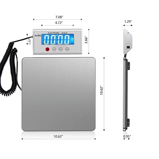 Digital Shipping Scale, 440lb Heavy Duty Stainless Steel Postal Scale for Packages, Mailing,Ideal for Home, Office, Warehouse & Shipping Business, Includes Manual & Adapter