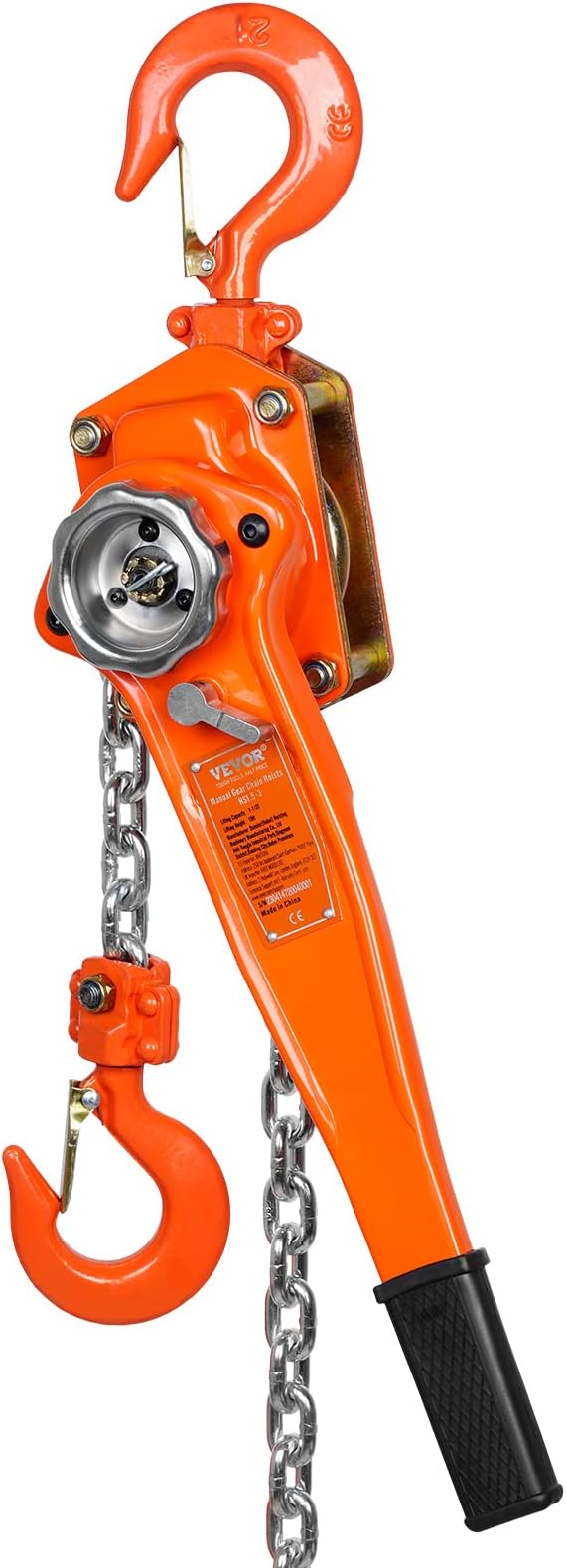 VEVOR Manual Lever Chain Hoist, 1-1/2 Ton 3300 lbs Capacity 10 FT Come Along, G80 Galvanized Carbon Steel with Weston Double-Pawl Brake,Auto Chain Leading & 360° Rotation Hook, for Garage Factory Dock
