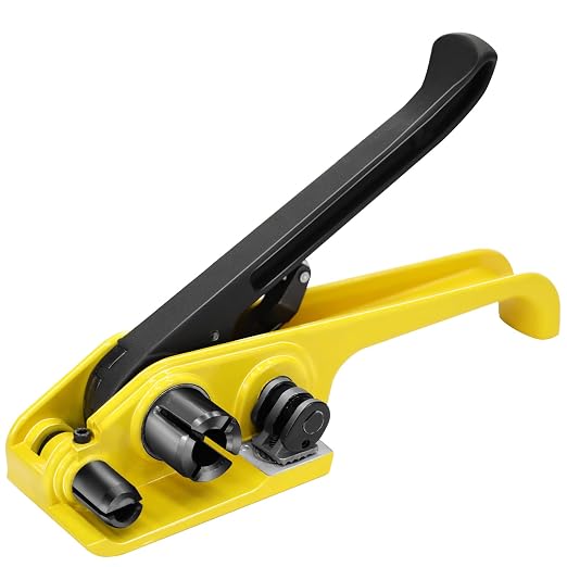 Heavy Duty Banding Strapping Tensioner & Cutter Manual Packaging Tools Windlass for 1/2"-3/4" Width Polyester Poly Strap(Accessory Upgrade,Yellow)