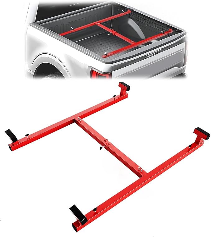 Adjustable Universal Truck Bed Lifter Box Lift for Lift Pickup Beds Powder Coated Heavy Duty Steel Lift for Pickups Trucks, 800 LBS Capacity, Red