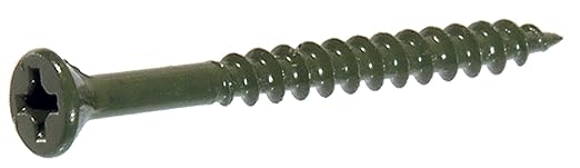 Deck Plus 1-1/4 Inch Epoxy Coated Exterior Wood and Fence Screws #6 x 1-1/4" Torx/Star Drive Included Coarse Thread, Outdoor Rust Resistant Decking Screw, Green, 1lb Box, 260 Pieces | 40537
