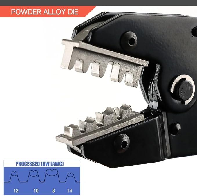HKS Crimping Tool for Solar PV Cable Connectors - Ratcheting Wire Crimpers - AWG 14-8 (2.5-10mm²) - Ratchet Terminal Crimper - Electrical Crimping Tool