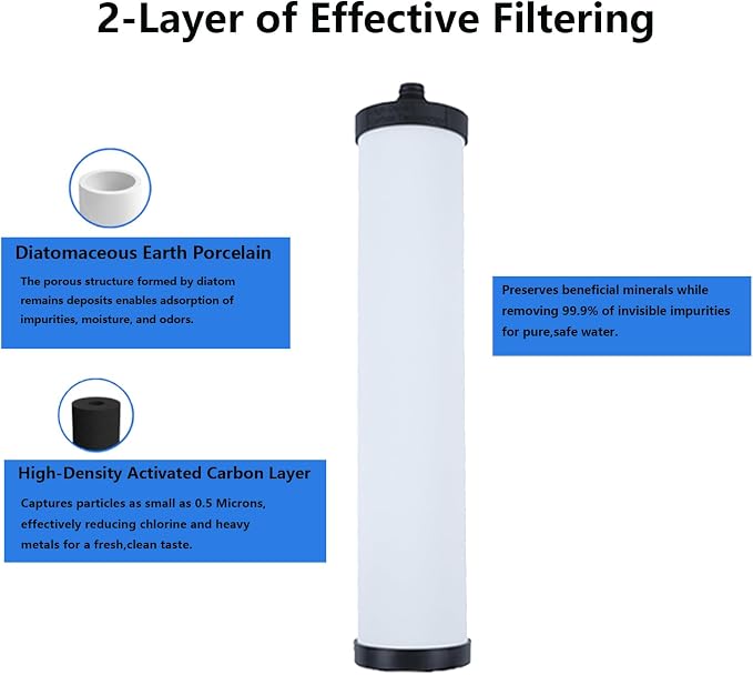 FRX02 Ceramic Water Filter Candle Compatible with W9223021 Franke 02 FRX-02 FRX02 FR9455 FRX-01 and SC-25-FR, Franke Triflow,Filterflow systems(2 Pack)