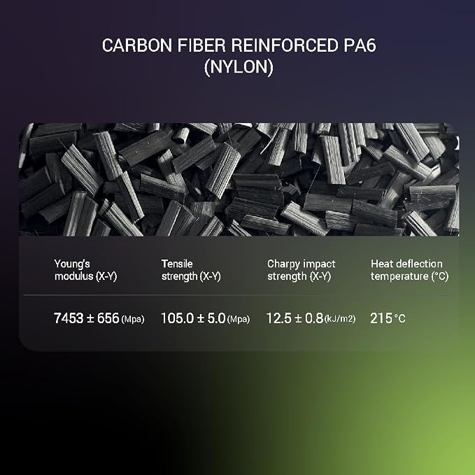 Polymaker Fiberon PA6-CF20 Carbon Fiber Nylon Filament 1.75mm Black 3kg, Fiberon PA6-CF20 Nylon Warp Free 1.75mm 3D Printing Filament