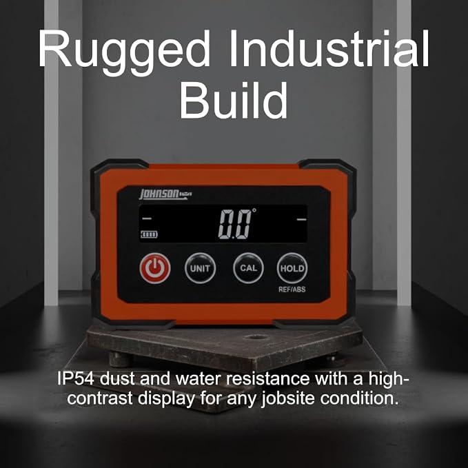 Johnson Level & Tool Dual-Screen Magnetic Digital Angle Gauge & Level – Rechargeable Digital Angle Finder with ±0.1° Accuracy, Auto-Rotating Displays & Rare-Earth Magnets for Table Saw Setup