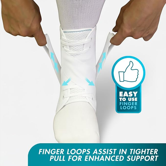 Med Spec ASO Ankle Stabilizer - Lace Up Ankle Brace for Sprained Ankle and Peroneal Tendonitis, Orthopedic Ankle Support for Men, Women, Adults, Teens and Kids, Sports Injury Recovery