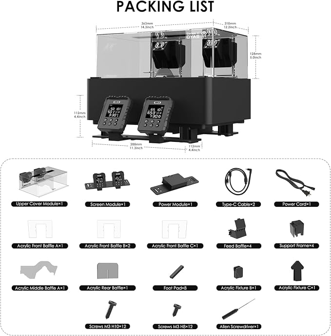 EIBOS 3D Printer Filament Dryer Dyas, AMS Heater Upgrade for Bambu Lab AMS, Dry While Printing, Dual Independent Chambers, Auto-Sealed Storage Box, Power-Saving, for 4 Spools Nylon, PLA, PETG