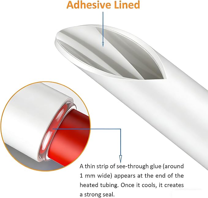 Heat Shrink Tubing Kit 355pcs - 3:1 Adhesive Lined - Electrical Waterproof Industrial Heat Shrink Terminal Connectors - Marine Grade Wire Connector Shrink Wrap Tube - 3.15" Length - White