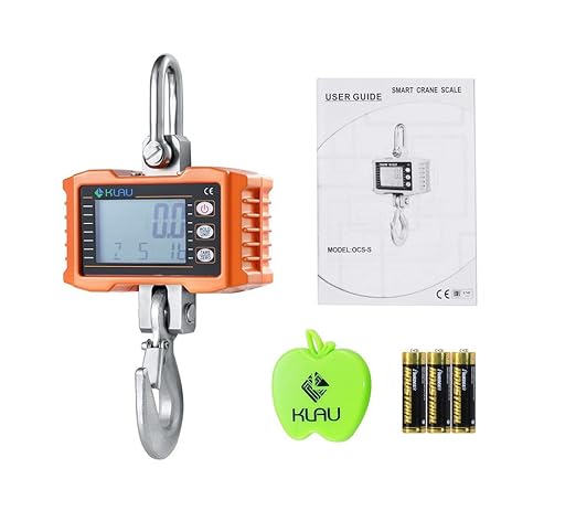 Klau Hanging Scale 500 kg 1000 lb Digital Crane Scales, Orange | Heavy Duty, Industrial, Smart Weighing Tool, Hoist, For Farm Factory