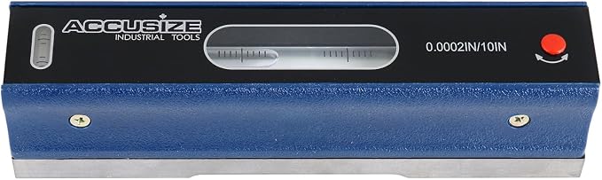 Accusize Industrial Tools 8'' Master Precision Level in Fitted Box, Accuracy: 0.0002''/10'', S908-C685 | Accuracy 0.0002"/10", V-Groove Base, Cross Test Vial, Insulating Grip, Cast Iron