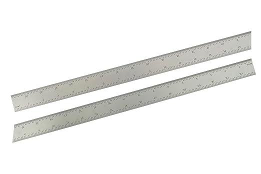 PEC Tools 24" Rigid Metal Ruler, Made from High-Quality Carbon Steel with Satin Chrome Finish, 16R Graduation (1/32", 1/64", 1/50", 1/100"), Trusted by Professionals, Made in USA