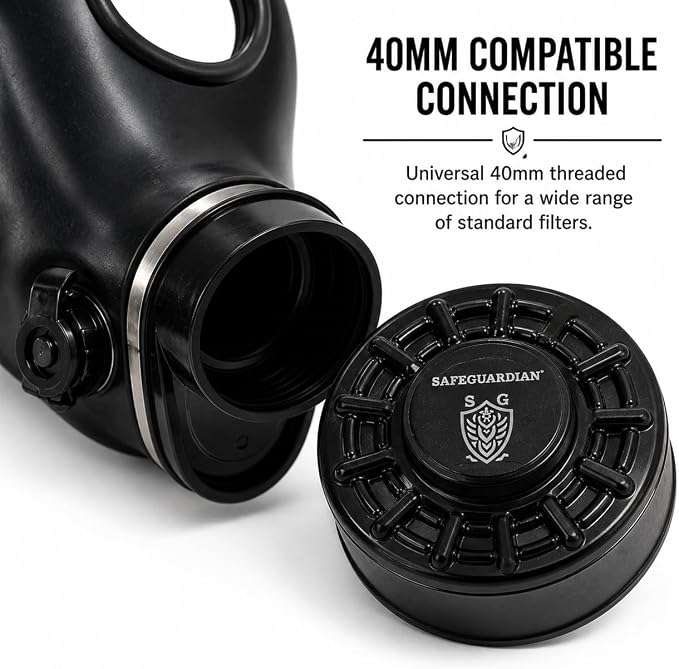 Full Face Mask with Included 40mm Premium Filter | Anti-Fog Wide View Lens | Adjustable Head Harness | Paintball, Airsoft, Cosplay, Training & Simulation