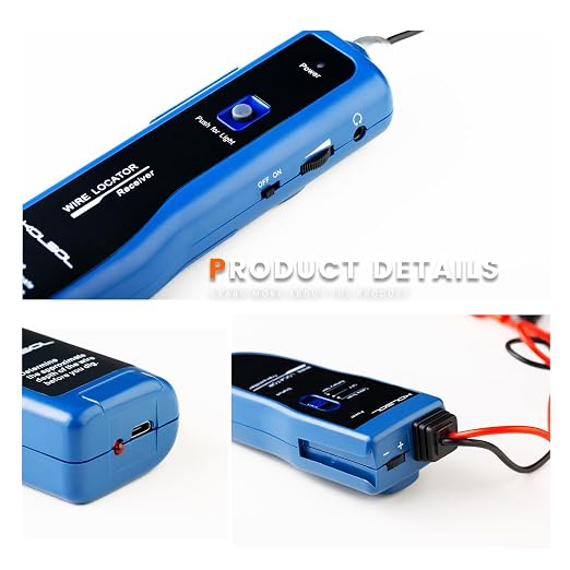 Underground Wire Locator & Cable Tester F02 Pro with Rechargeable 1100mAh Battery for Locating Wires & Control Cables