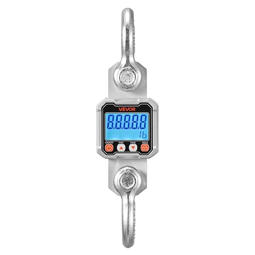 VEVOR Digital Crane Scale, 6600 lbs/3000 kg Max Capacity, Heavy Duty Industrial Hanging Scale with Cast Aluminum Case & LCD Display, 1 lbs Division & 3 Unit Switch, Remote Control for Garage Factory