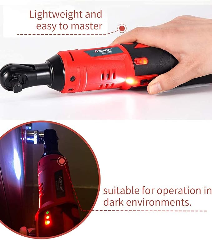 AOBEN 3/8" 12V Power Electric Ratchet Wrench Set with 1 2000mAh Lithium-Ion Battery And Charger