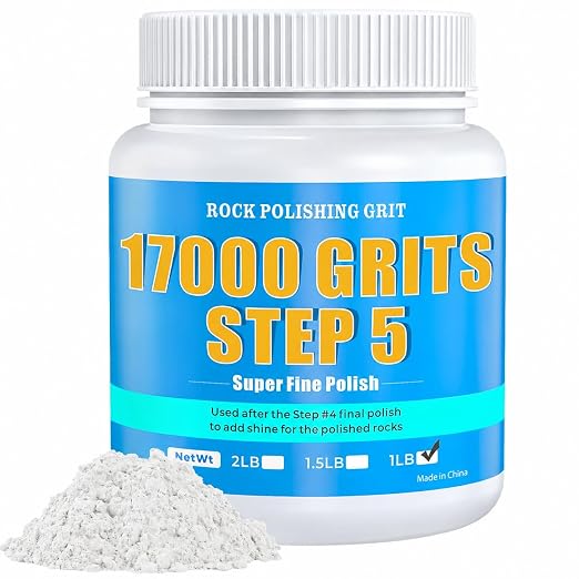 17000 Grit Aluminum Oxide Rock Tumbler Polish – Ultra-Fine Final Stage (Step 5), Maximum Gloss Polishing Powder for Rocks, Gems, Glass & Jewelry Making, Polish Refill, 1 lb