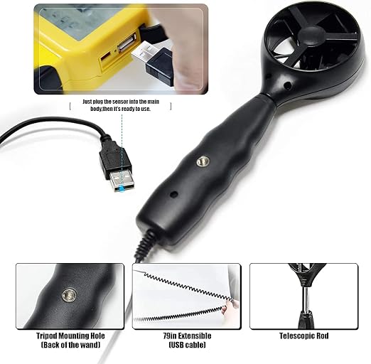 Replacement Vane Sensor for AIOMEST AI-826A AI-846A AI-856A Anemometer, Wand Sensor ONLY, Anemometer is NOT Included