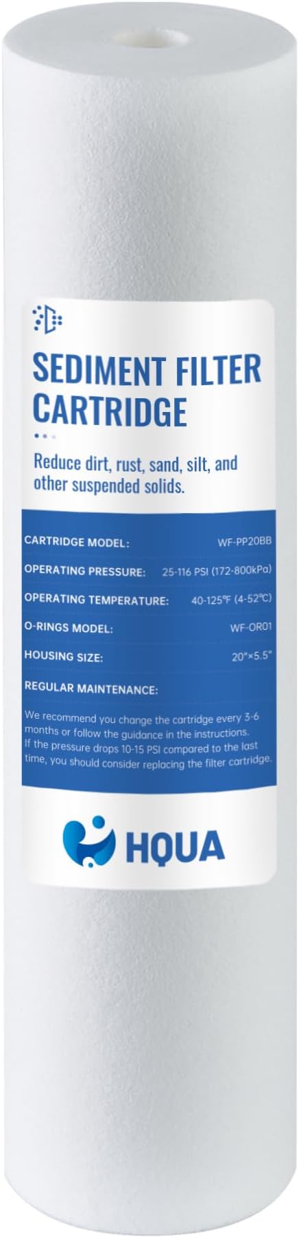 Whole House Sediment Replacement Filter Cartridge, WF-PP20BB, Fit for WF3 Series, material: PP, polypropylene, 5 Micron