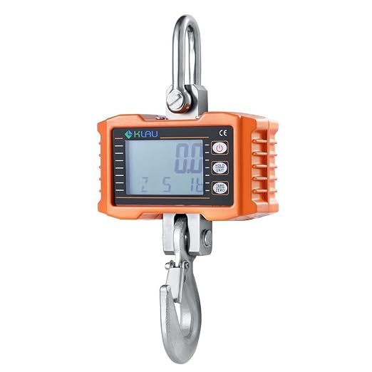 Klau Hanging Scale 500 kg 1000 lb Digital Crane Scales, Orange | Heavy Duty, Industrial, Smart Weighing Tool, Hoist, For Farm Factory