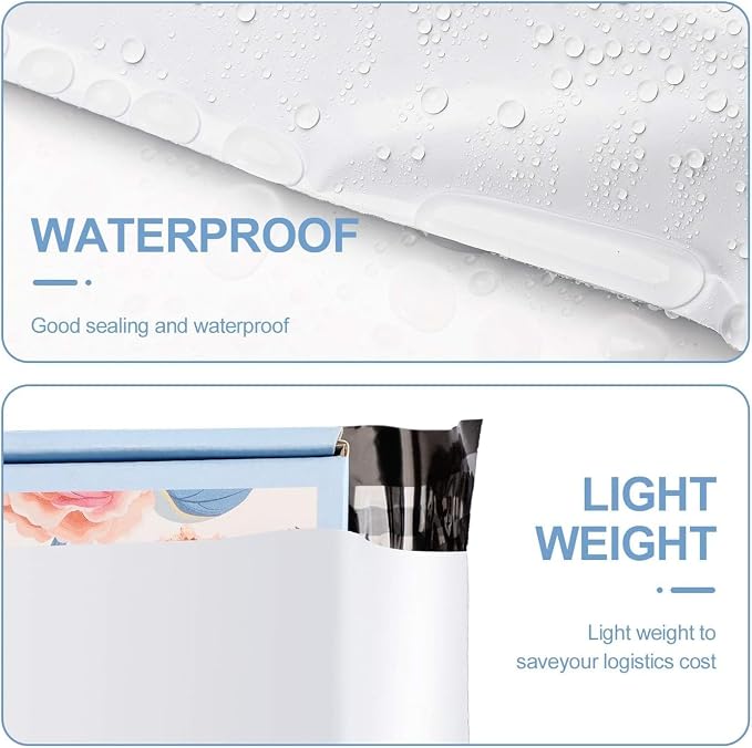 Metronic Poly Mailers 10x13 Inch 500 Pack Shipping Bags for Clothes Bulk,Self Adhesive Shipping Envelopes for Small Business,Waterproof Mailers Poly Bags for Shipping,Packaging Mailing Bags White