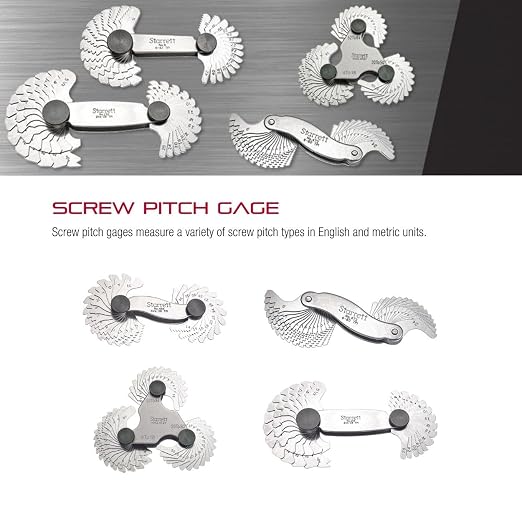 Starrett Steel Screw Pitch Gage with Locking Device - Ideal for Construction Work and Home Improvement - 4-42 TPI Range, 30 Number of Leaves - 6