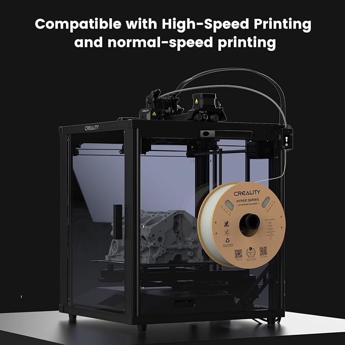 Creality Hyper 3D Printer PLA White Filament High Speed Printing 1.75mm 2.2lbs Spool ±0.03mm Dimensional Accuracy Flow Durable Resistant Smooth for Ender 3 v3 Plus KE K1 Max K1C 3D Printers