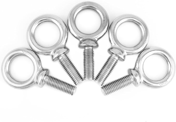 QWORK Eye Bolt, 5 Pack 5/8"-11 x 1-3/4" Marine Grade 304 Stainless Steel Lifting Ring Threaded Eyebolt Machinery Shoulder Eyebolts