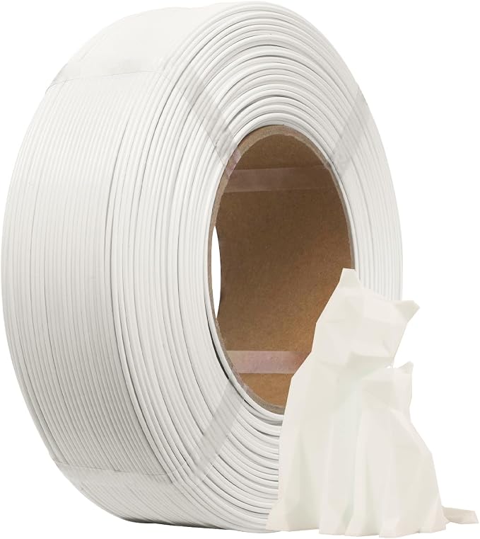 eSUN PLA+ Refilament 1.75mm, 3D Printer Refill PLA Plus, Dimensional Accuracy +/- 0.03mm, 1KG Spoolless 3D Printing Filament for 3D Printers, White