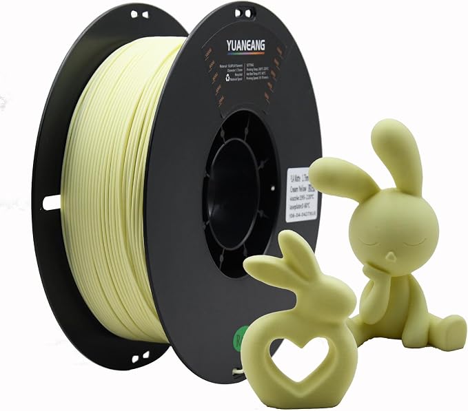 Matte 3D Printer Filament, Dimensional Accuracy +/- 0.02 mm, 1 kg Spool(2.2lbs), 1.75 mm PLA,Matte Creamy Yellow