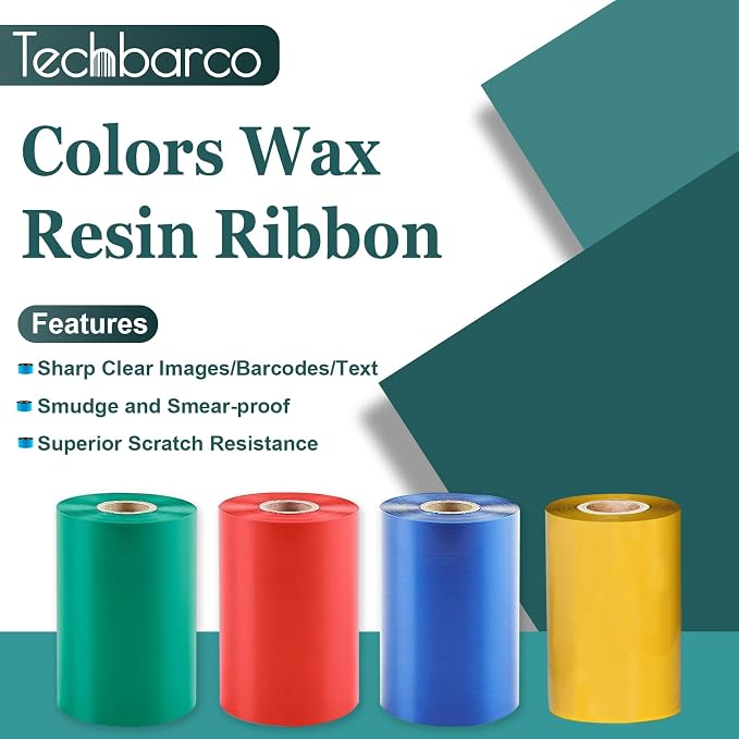 2 Rolls 4.33" x 984'(110mm x 300m) Red, Wax/Resin Thermal Transfer Ribbon, Core 1", Ink Outside, Barcode Ribbon Compatible with Zebra Printer