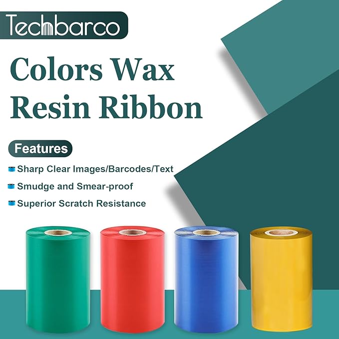2 Rolls 4.33" x 984'(110mm x 300m) Gold, Wax/Resin Thermal Transfer Ribbon, Core 1", Ink Outside, Barcode Ribbon Compatible with Zebra Printer