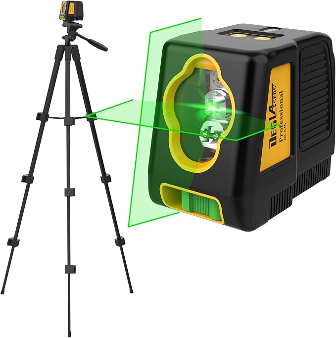 Laser Level with Tripod,DEGLASERS 100Ft Green Cross Line Self Leveling laser level,Dual-Module,Selectable Laser Lines With Rechargeable Battery for Picture Hanging,Tile,Construction Indoor Project